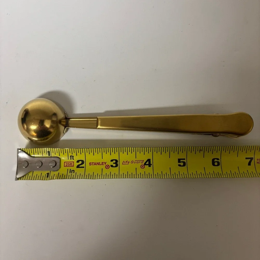 Alcami Gold Coffee Scoop with Bag Clip Measuring Spoon Stainless Steel 7 Inch